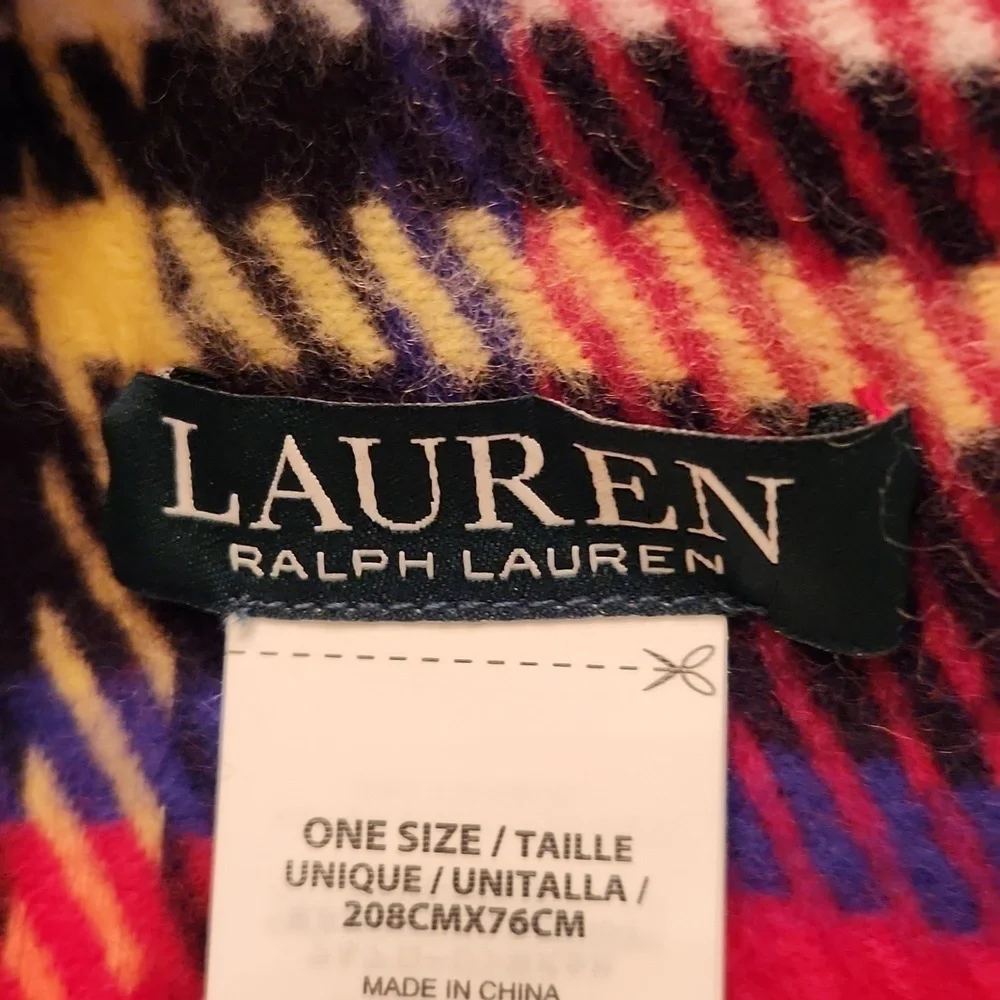 Ralph Lauren wool blend red Tartan Scarf new with tags